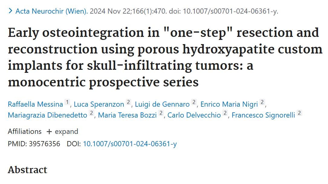 Early Osteointegration with Custom Hydroxyapatite Implants in One-Step Skull Reconstruction